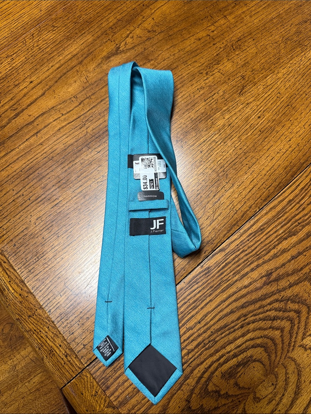 jf j.ferrar Teal Solid Narrow Necktie